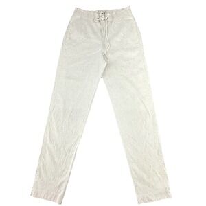 Theory‎ Linen Drawstring Pants Womens Size 4 Natural Beige Straight